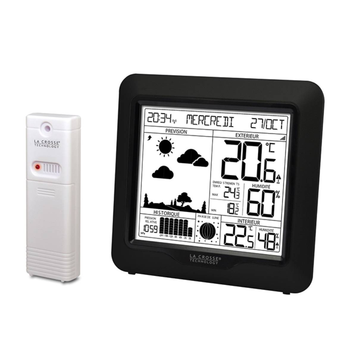 La Crosse Technology - Station météo sans fil avec écran lcd noir WS6823-BLA La Crosse Technology