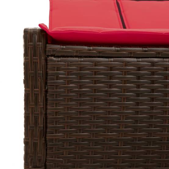 Chaise longue double avec coussins marron résine tressée 123 x 200 x 28/46/61/72 cm, Poids :27.8kg - PANGIVO - Image 7