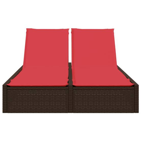 Chaise longue double avec coussins marron résine tressée 123 x 200 x 28/46/61/72 cm, Poids :27.8kg - PANGIVO - Image 3