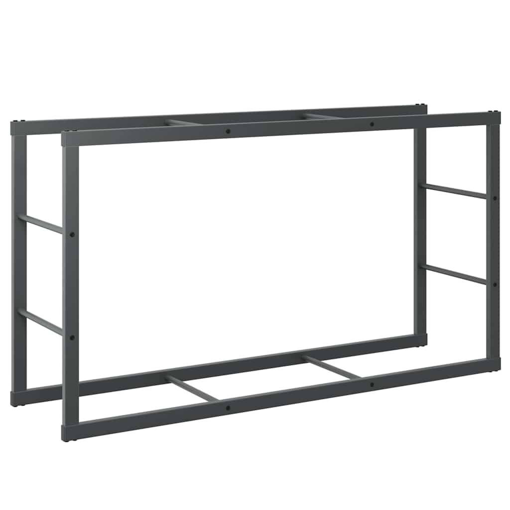 Range-bûches intérieur acier noir pour cheminée stockage bois de chauffage 110x30x61 cm - ComfortXL Outdoor Living - Image 2