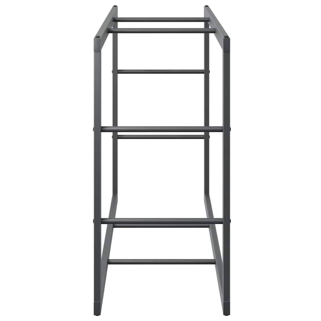 Range-bûches intérieur acier noir pour cheminée stockage bois de chauffage 110x30x61 cm - ComfortXL Outdoor Living - Image 6