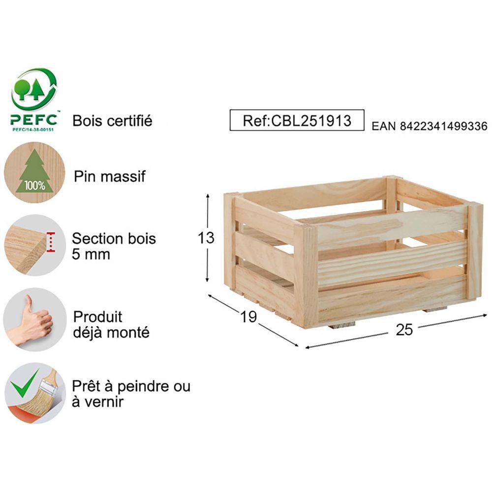 Caisse de rangement en pin massif Home box Petite - Image 3