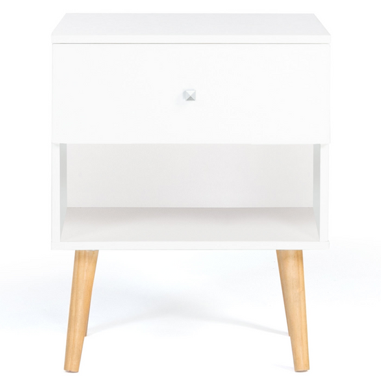 Lot de 2 tables de chevet EMMIE scandinaves 1 tiroir avec niche blanc - Image 3