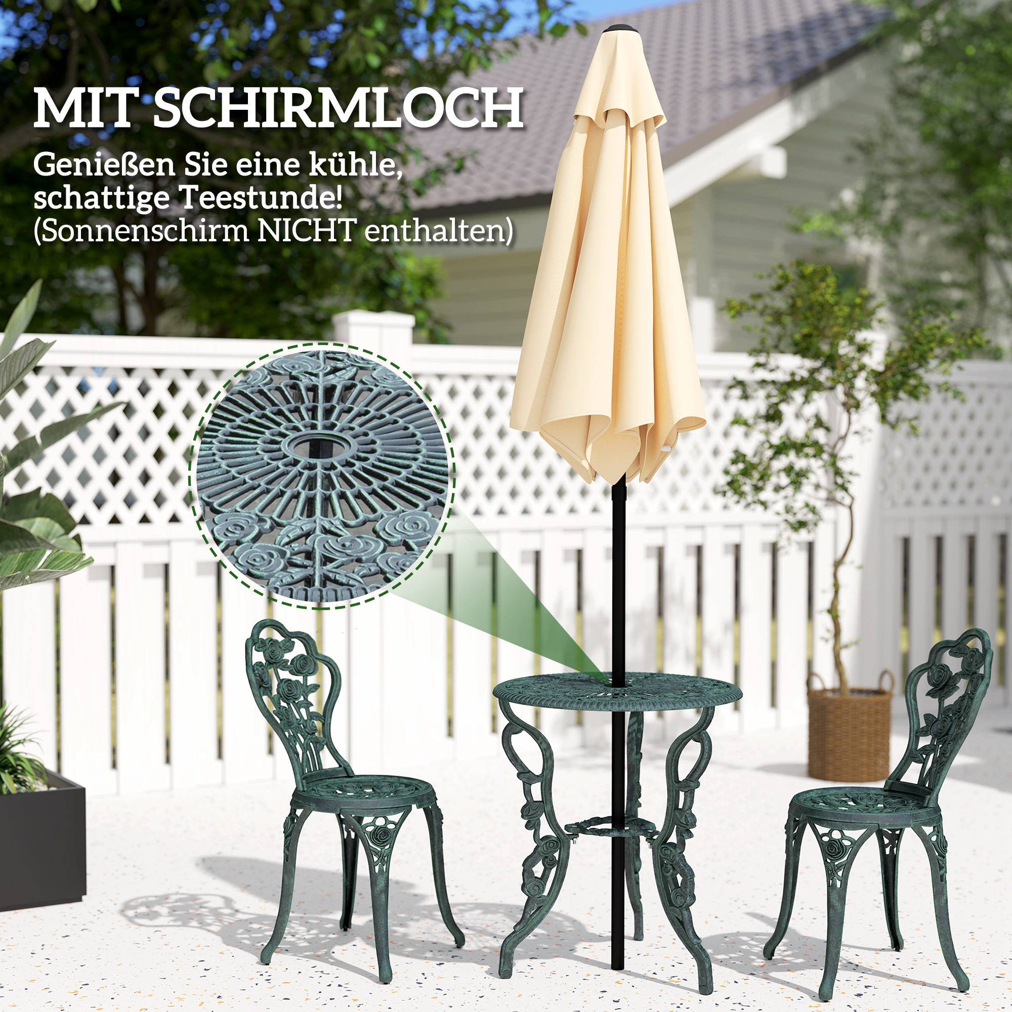 ComfortXL - Salon de jardin bistrot aluminium moulé vert antique 2 personnes avec parasol - ComfortXL Outdoor Living - Image 6