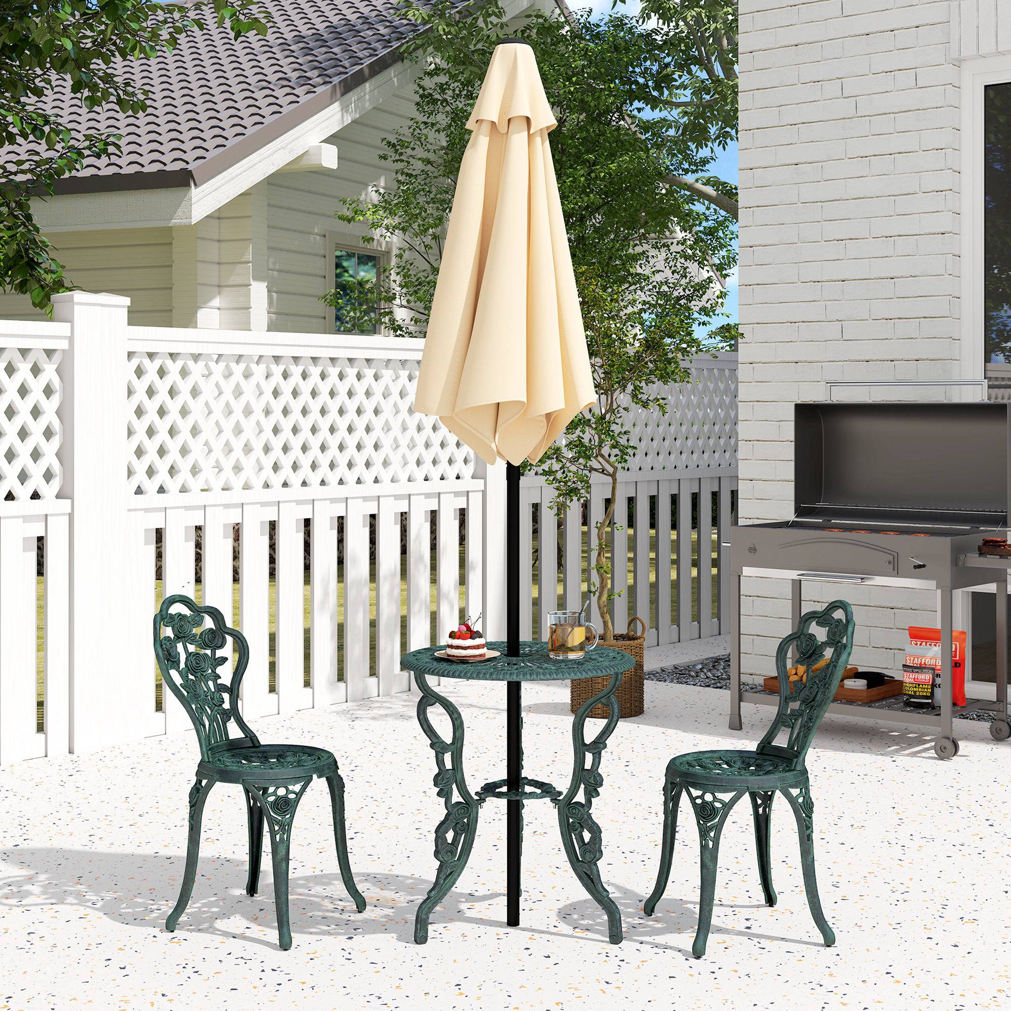ComfortXL - Salon de jardin bistrot aluminium moulé vert antique 2 personnes avec parasol - ComfortXL Outdoor Living - Image 10