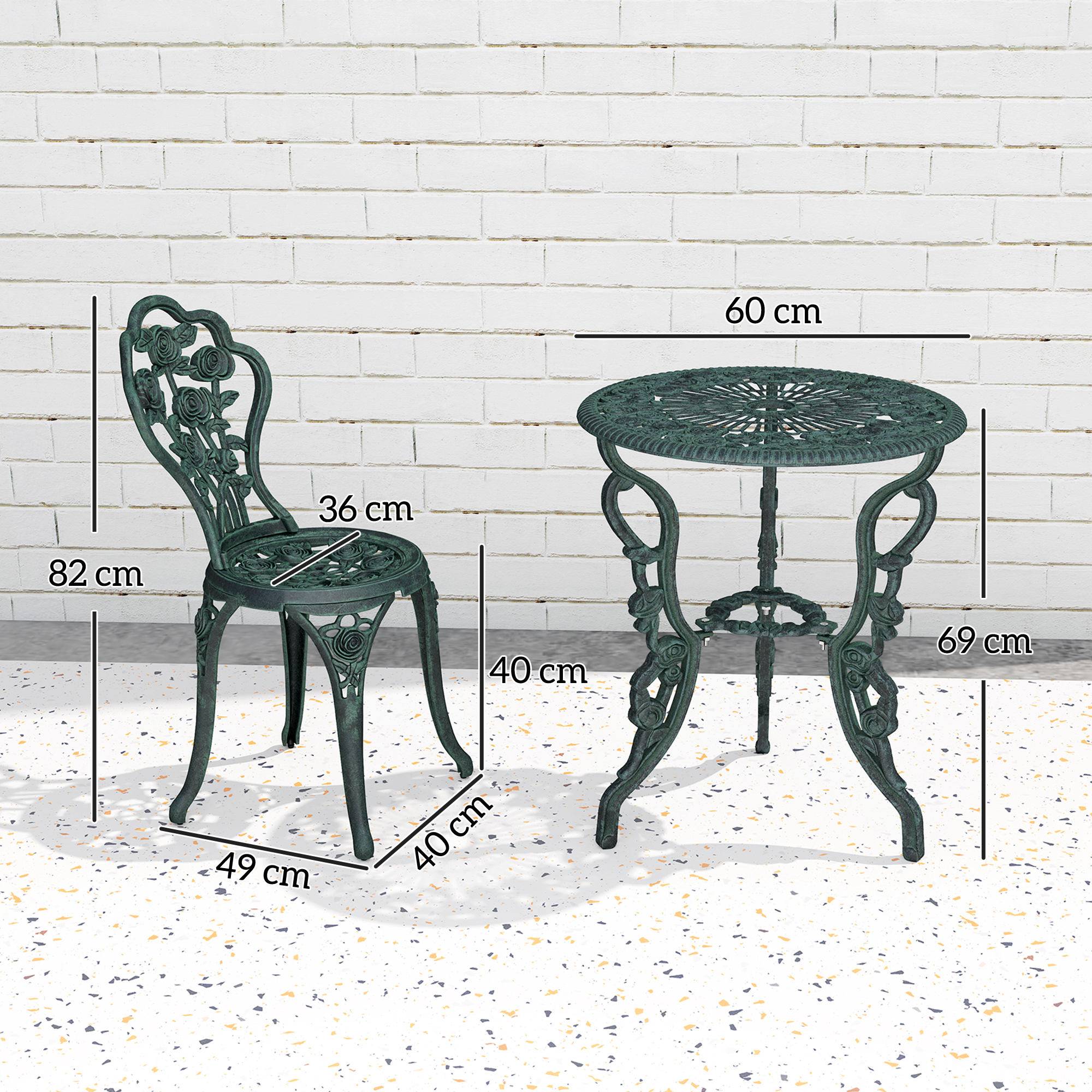 ComfortXL - Salon de jardin bistrot aluminium moulé vert antique 2 personnes avec parasol - ComfortXL Outdoor Living - Image 5