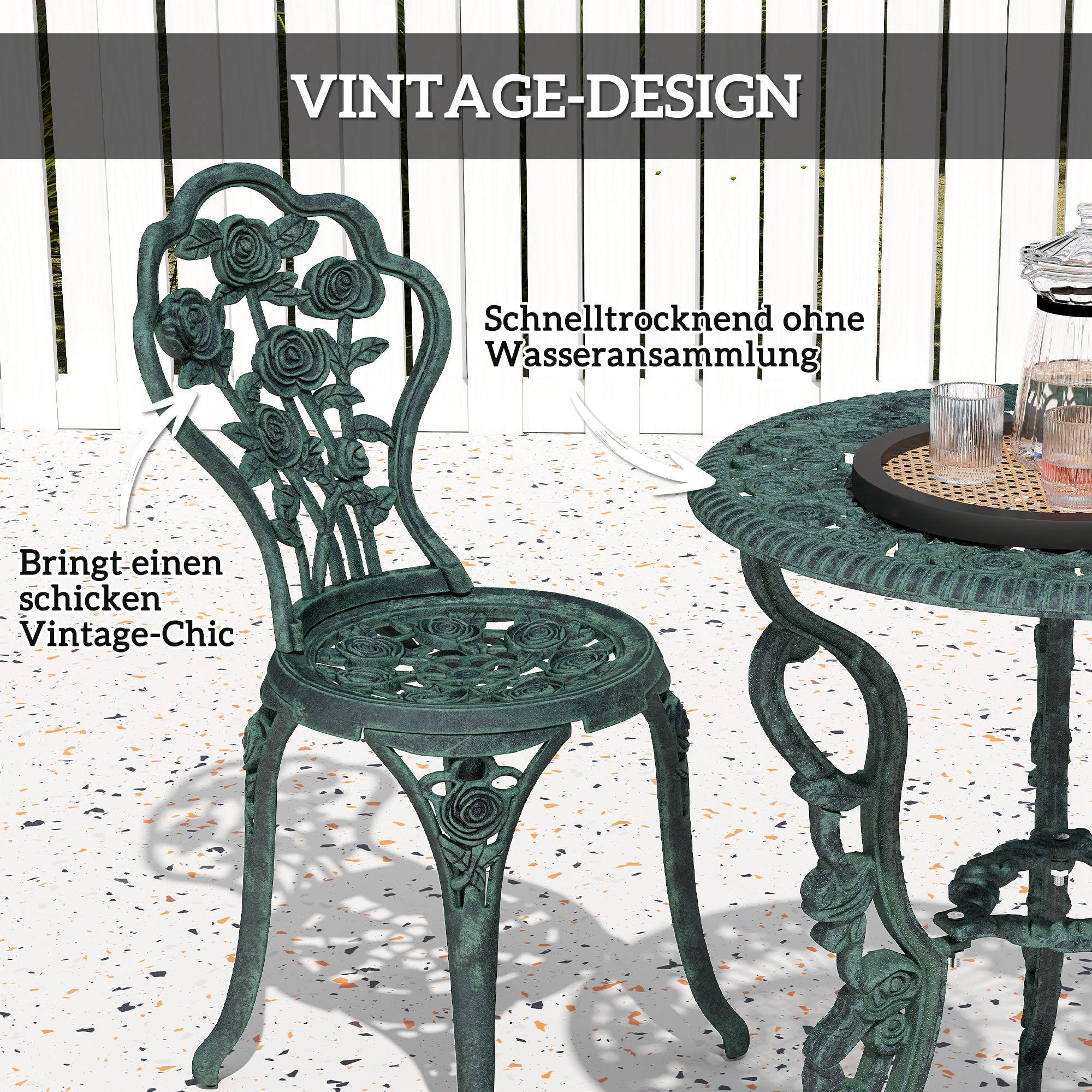 ComfortXL - Salon de jardin bistrot aluminium moulé vert antique 2 personnes avec parasol - ComfortXL Outdoor Living - Image 7