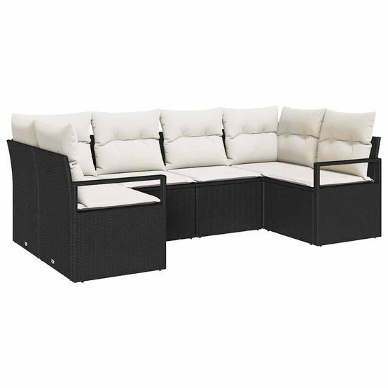 Ensemble Canapés Jardin 6 Pièces Polyrotin Noir Modulable avec Sac Imperméable – ComfortXL Outdoor Living - Image 2