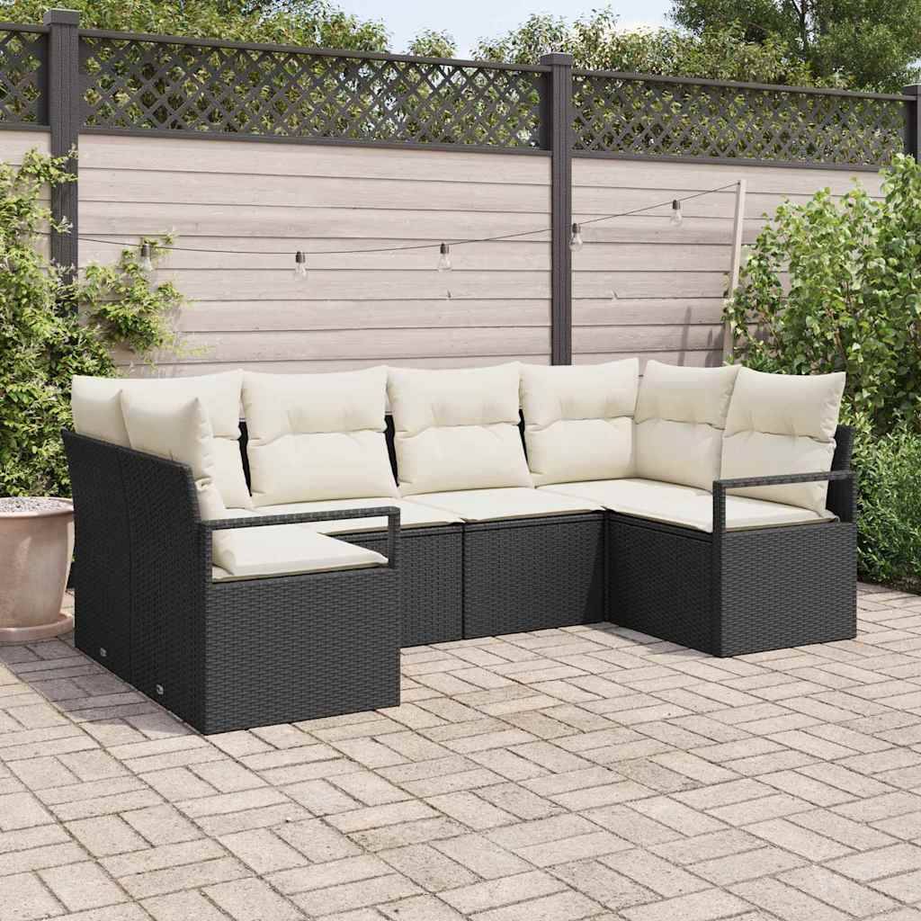 Ensemble Canapés Jardin 6 Pièces Polyrotin Noir Modulable avec Sac Imperméable – ComfortXL Outdoor Living - Image 1