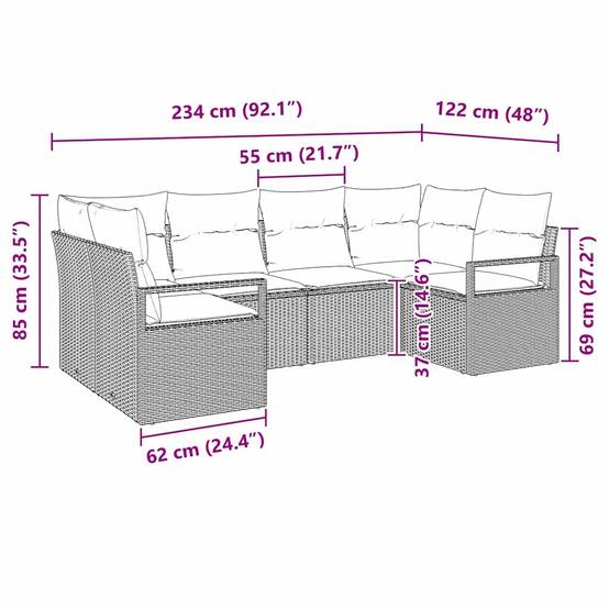 Ensemble Canapés Jardin 6 Pièces Polyrotin Noir Modulable avec Sac Imperméable – ComfortXL Outdoor Living - Image 5