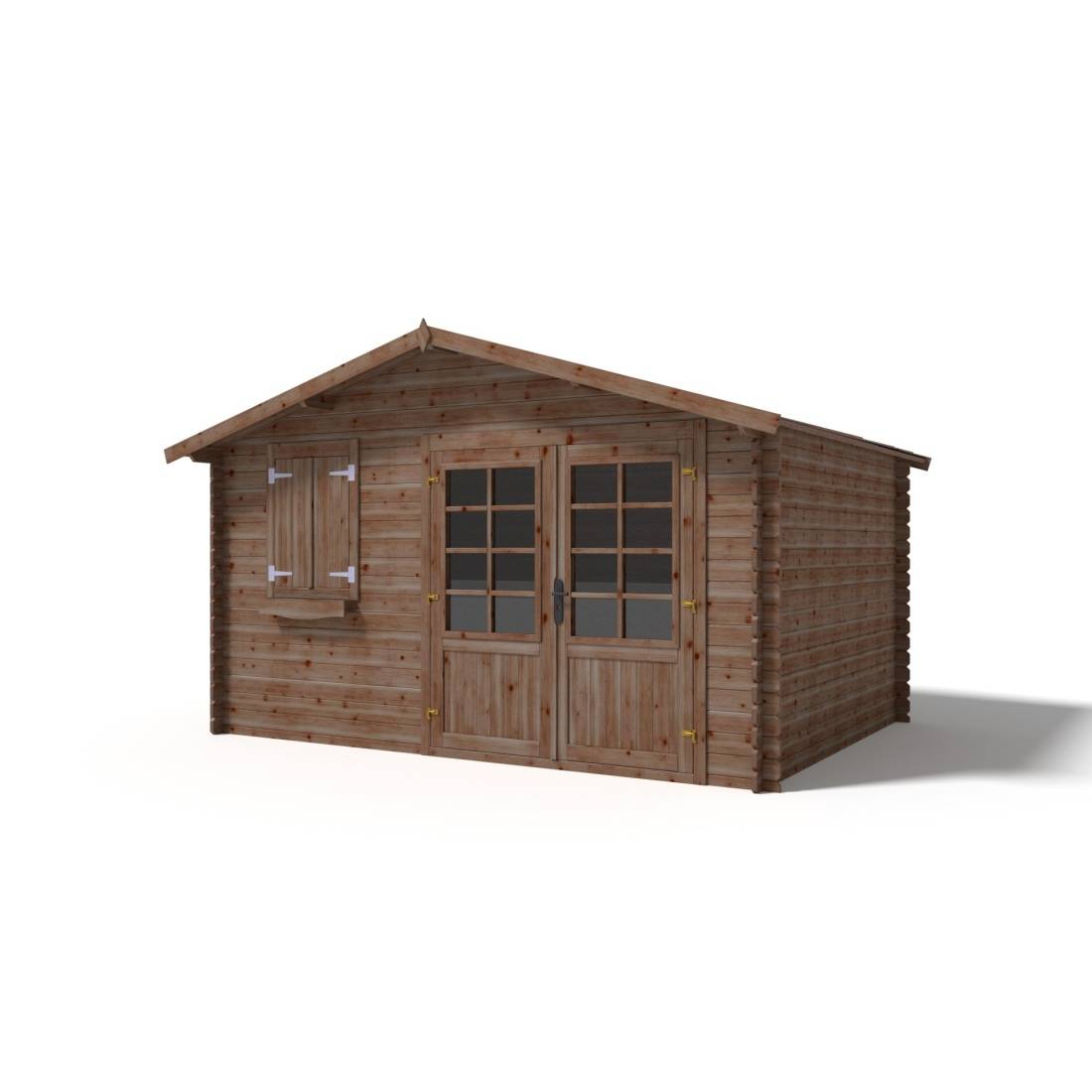 Altanka - Abri de jardin en bois - 12m2 - 4x3m - Traité - Ep. 28mm - Couleur: marron - DOM595 - ALTANKA - Image 2