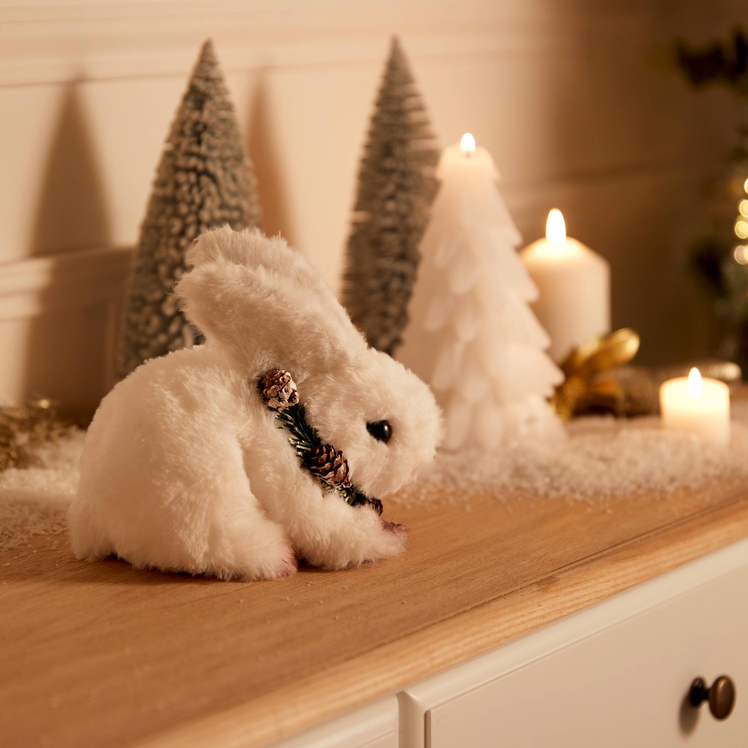 Fééric Lights & Christmas - Polyfoam lapin couronne branche 14cm - Feeric Lights & Christmas - Image 1