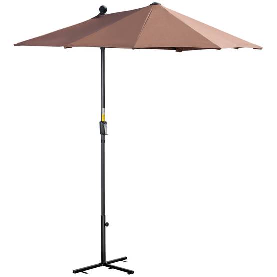 Parasol de terrasse 200 x 190 x 240 cm avec manivelle, mât en acier et base en croix anti-UV pour terrasse ou balcon, couleur café - Image 2