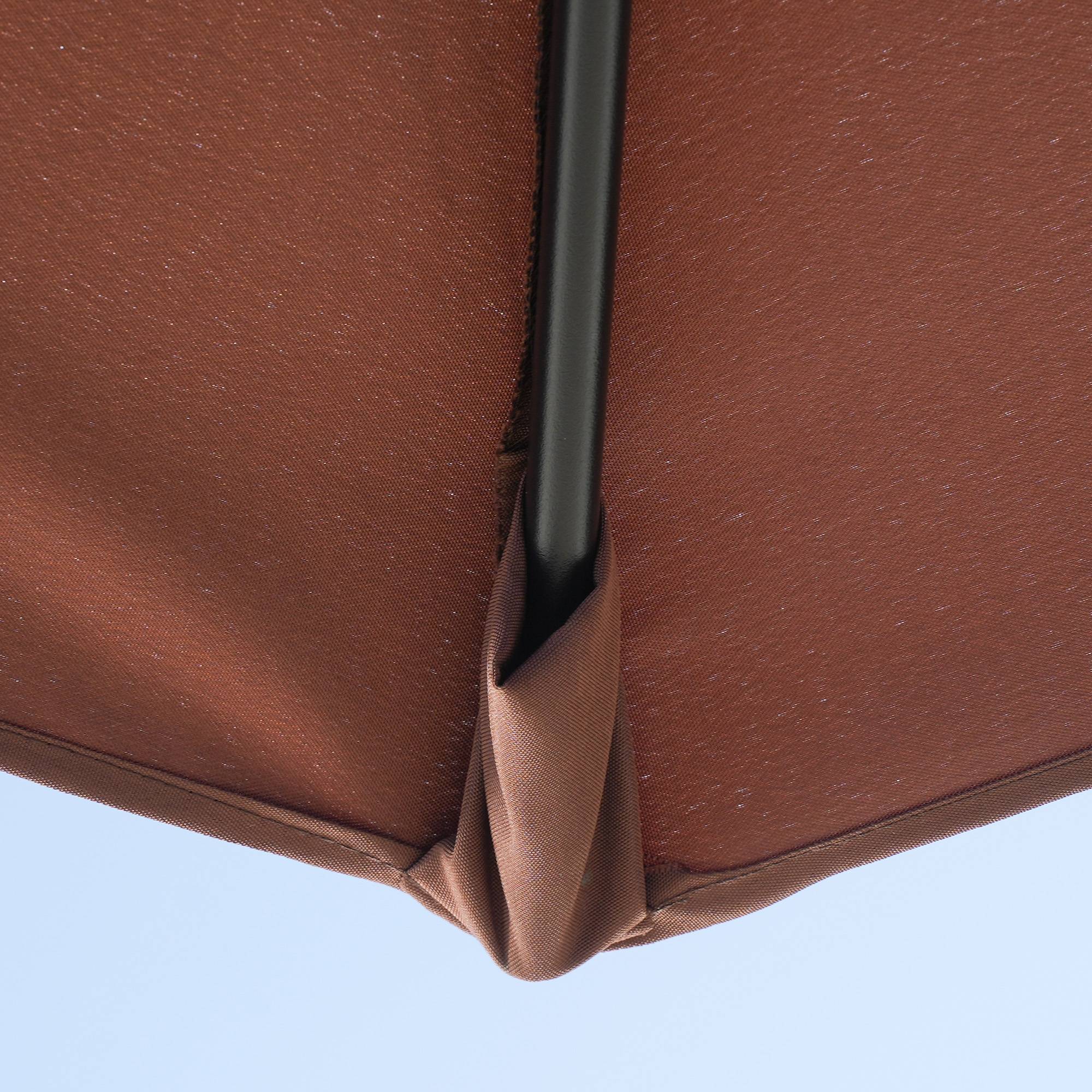 Parasol de terrasse 200 x 190 x 240 cm avec manivelle, mât en acier et base en croix anti-UV pour terrasse ou balcon, couleur café - Image 10