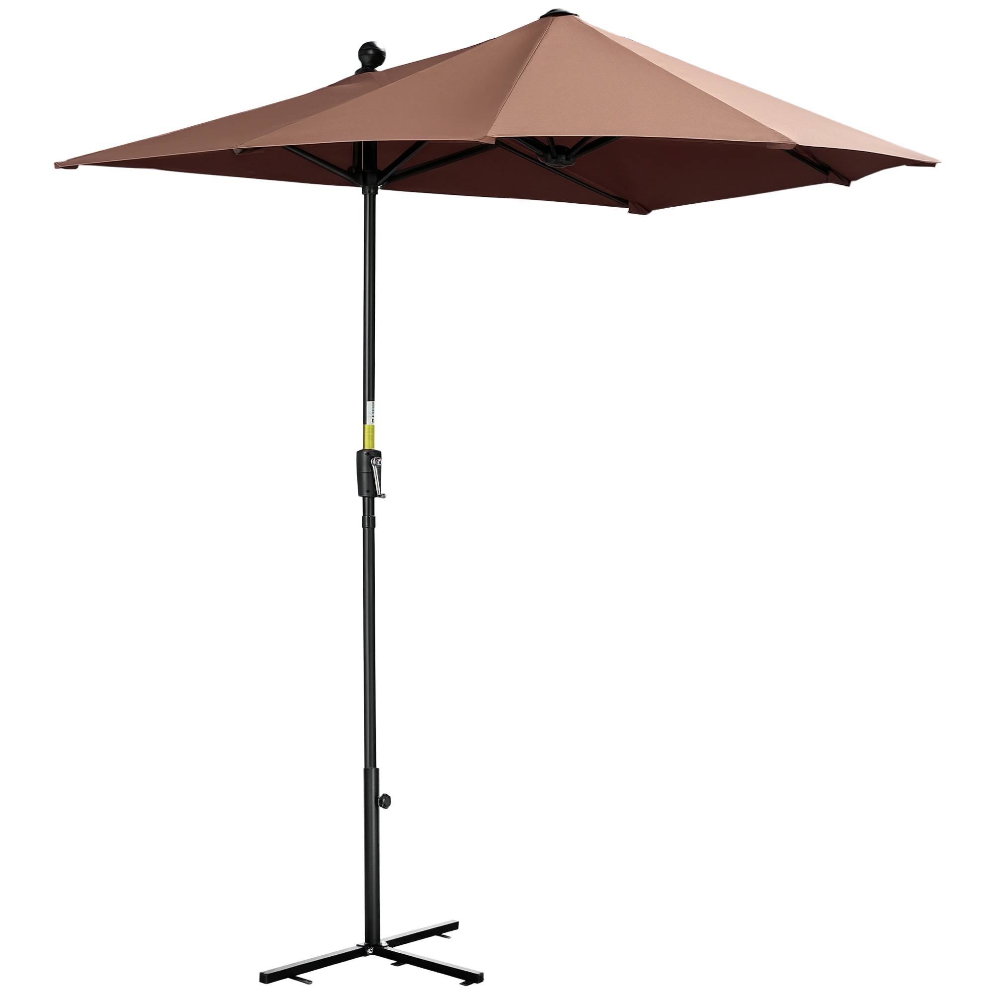 Parasol de terrasse 200 x 190 x 240 cm avec manivelle, mât en acier et base en croix anti-UV pour terrasse ou balcon, couleur café - Image 1