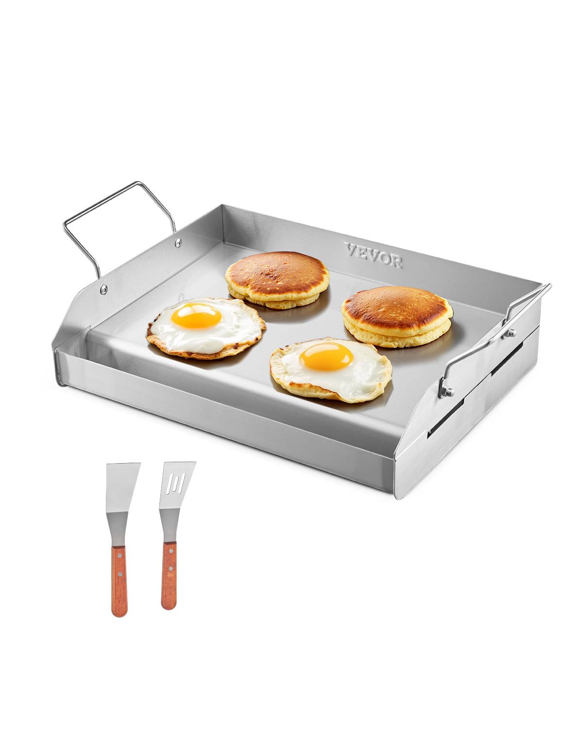 VEVOR Plaque de cuisson acier inox poêle à barbecue à dessus plat 425 x 270 mm - Image 1