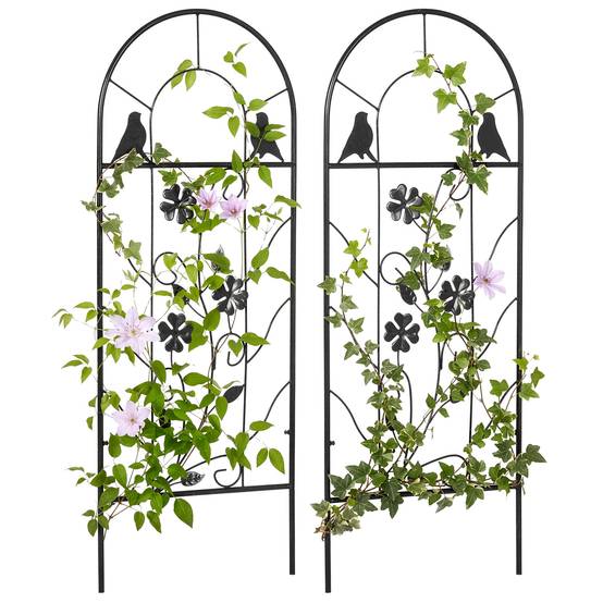 Treillis de jardin lot de 2 métal noir 38 x 0.8 x 98 cm - PANGIVO - Image 1
