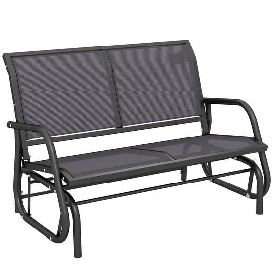 Banc à bascule 2 places métal jardin terrasse assise respirante 120x70x85cm gris - ComfortXL Outdoor Living - Image 1