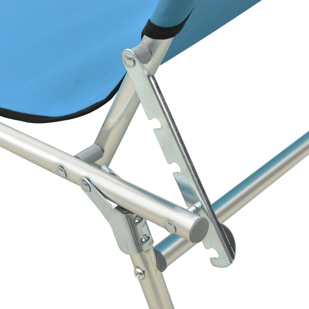 Helloshop26 - Transat chaise longue bain de soleil lit de jardin terrasse meuble d'extérieur pliable avec auvent bleu aluminium - Image 7