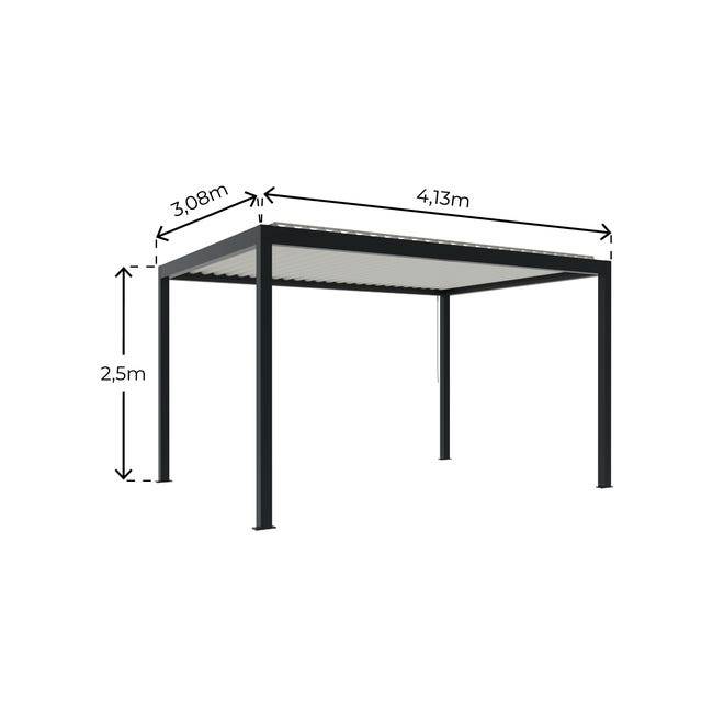 Pergola Bioclimatique Aluminium Autoportante Gris 4x3 Manuelle S ORIAL France - Image 3