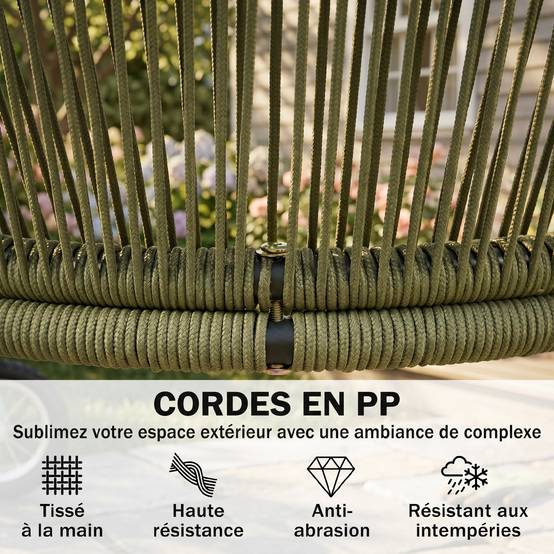 ComfortXL - Salon de Jardin 4 Places Corde Tressée Extérieur Canapé Table Verre Ovale Crème - ComfortXL Outdoor Living - Image 7