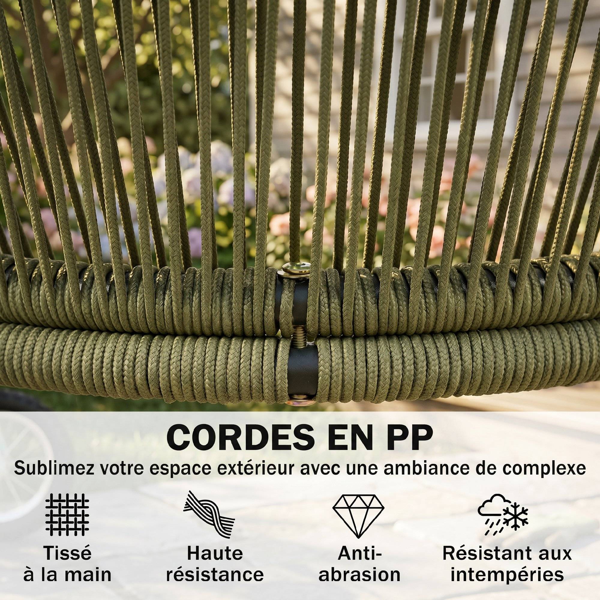 ComfortXL - Salon de Jardin 4 Places Corde Tressée Extérieur Canapé Table Verre Ovale Crème - ComfortXL Outdoor Living - Image 7