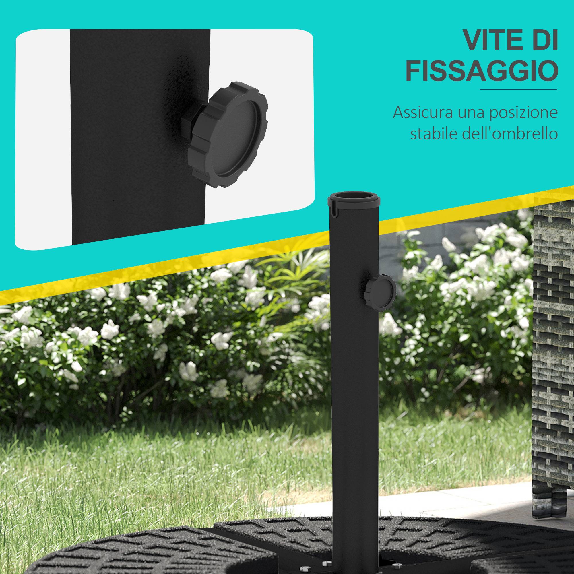 Pied de parasol en croix acier jardin support mât parasol déporté 100x100cm noir - ComfortXL Outdoor Living - Image 9