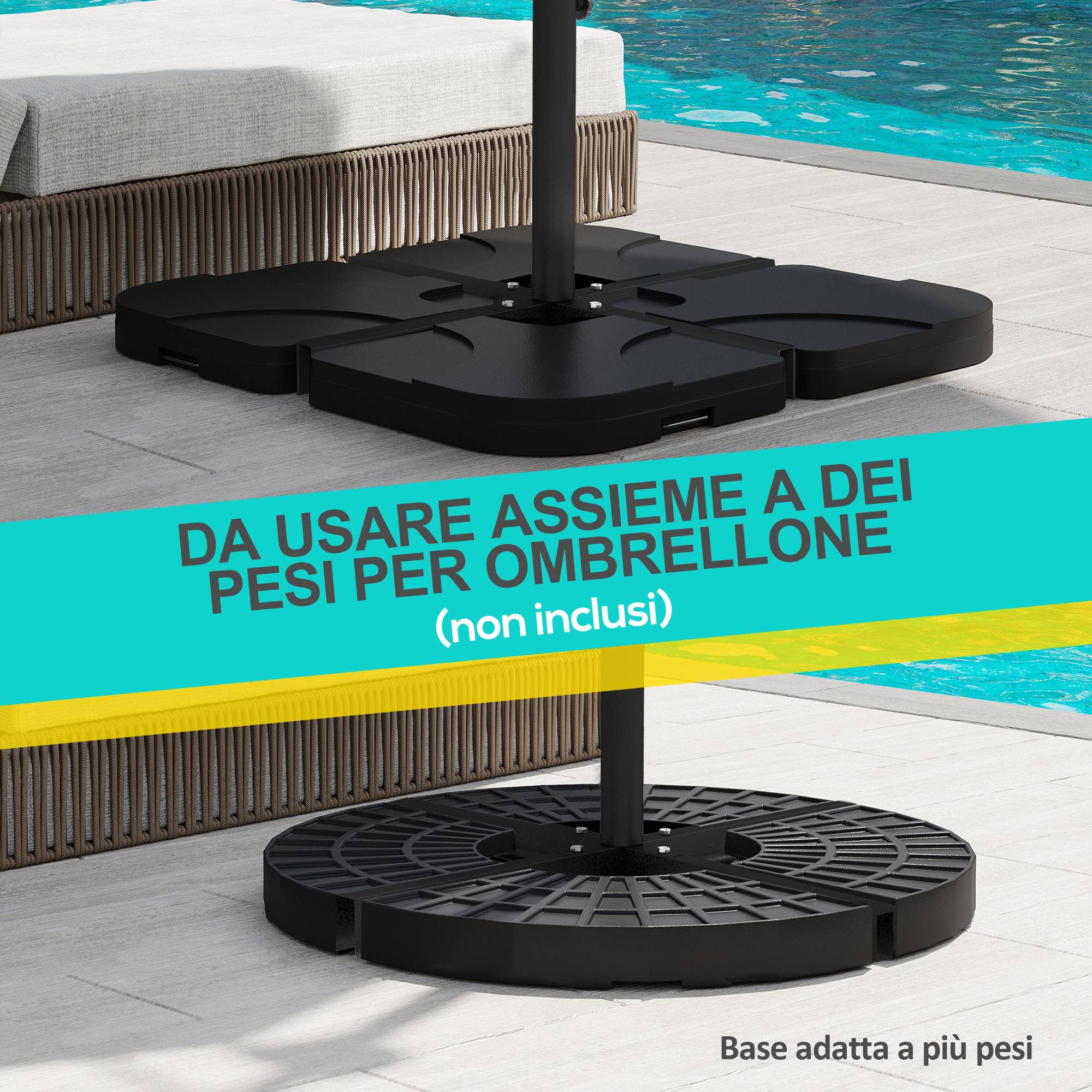Pied de parasol en croix acier jardin support mât parasol déporté 100x100cm noir - ComfortXL Outdoor Living - Image 7