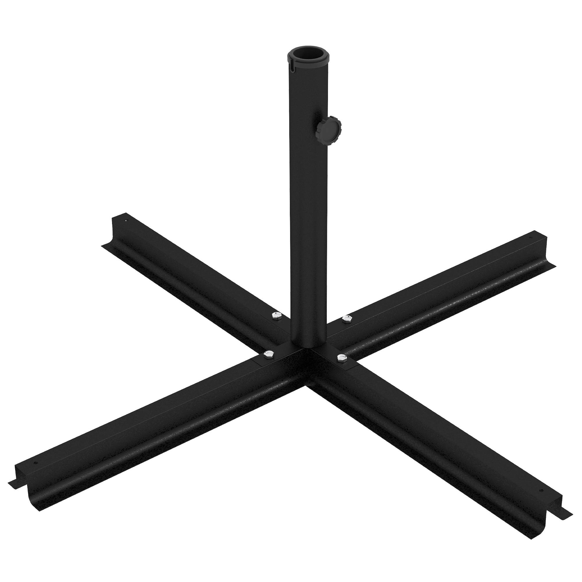 Pied de parasol en croix acier jardin support mât parasol déporté 100x100cm noir - ComfortXL Outdoor Living - Image 2