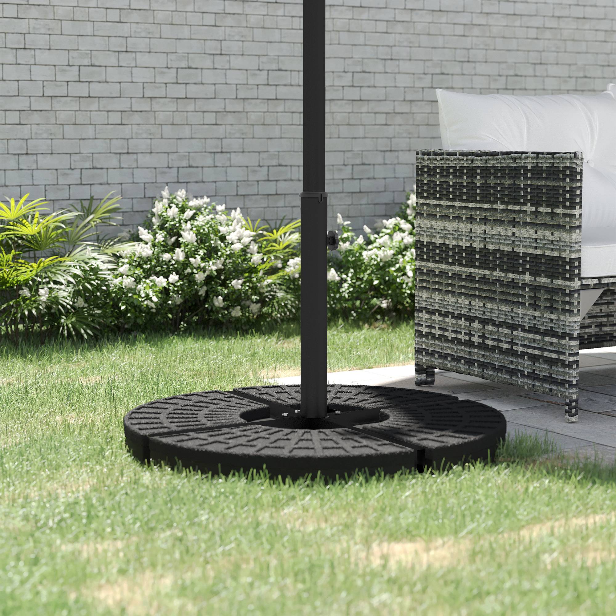 Pied de parasol en croix acier jardin support mât parasol déporté 100x100cm noir - ComfortXL Outdoor Living - Image 3