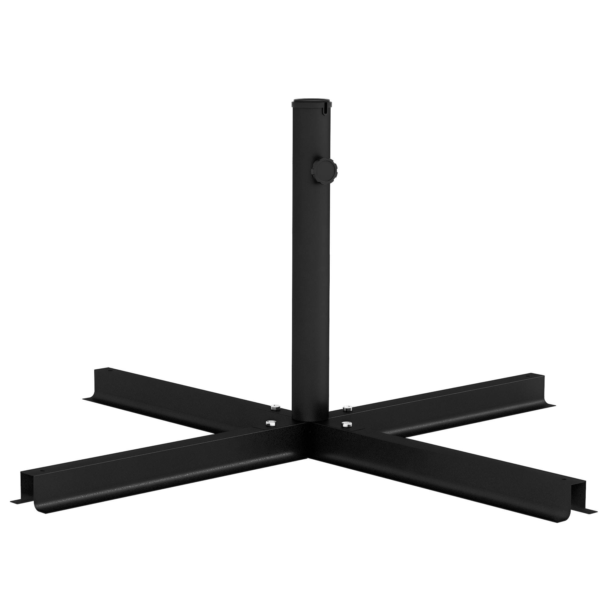 Pied de parasol en croix acier jardin support mât parasol déporté 100x100cm noir - ComfortXL Outdoor Living - Image 1