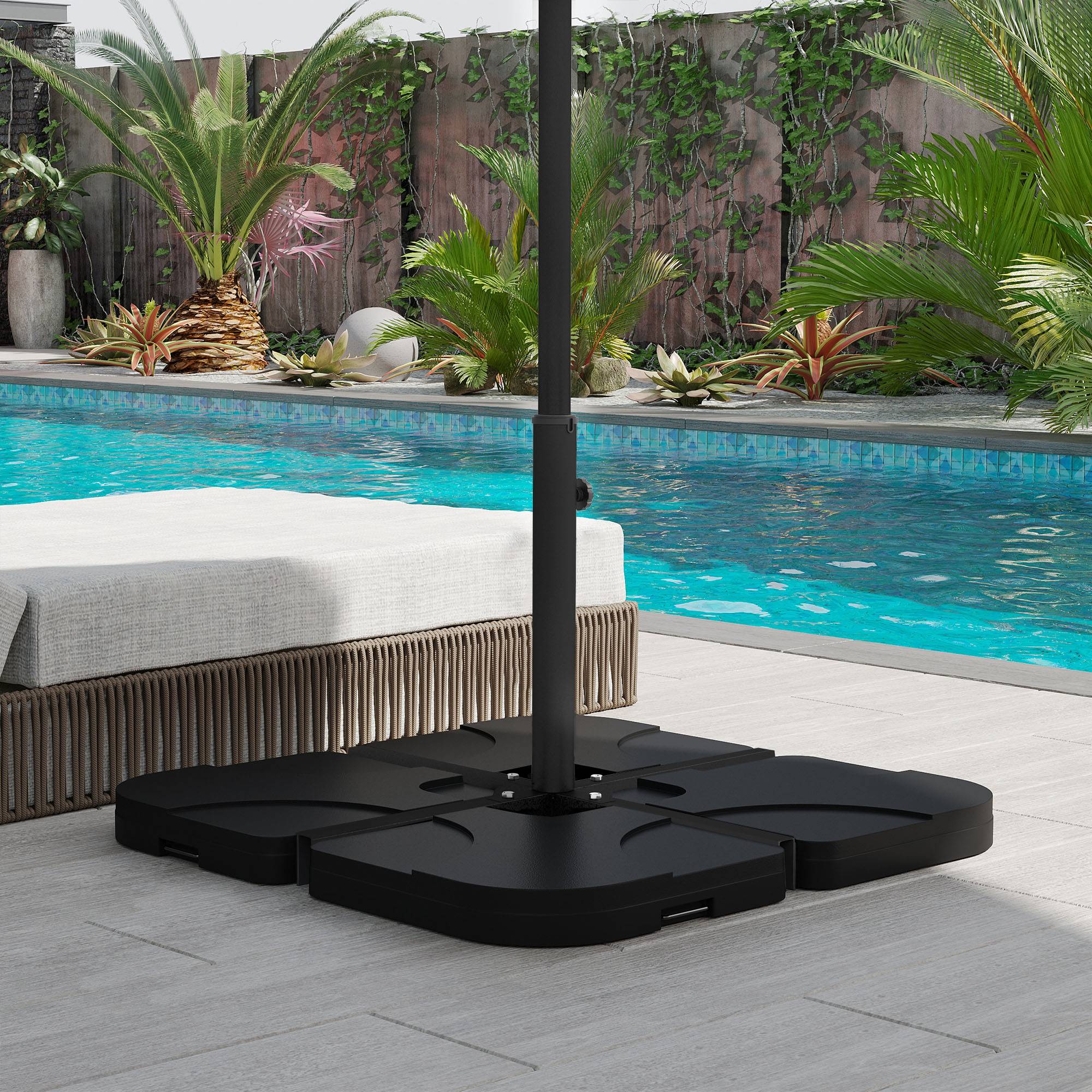 Pied de parasol en croix acier jardin support mât parasol déporté 100x100cm noir - ComfortXL Outdoor Living - Image 10