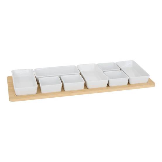 Service Apéritif 9 Pièces "Mack" 58cm Blanc - Image 1