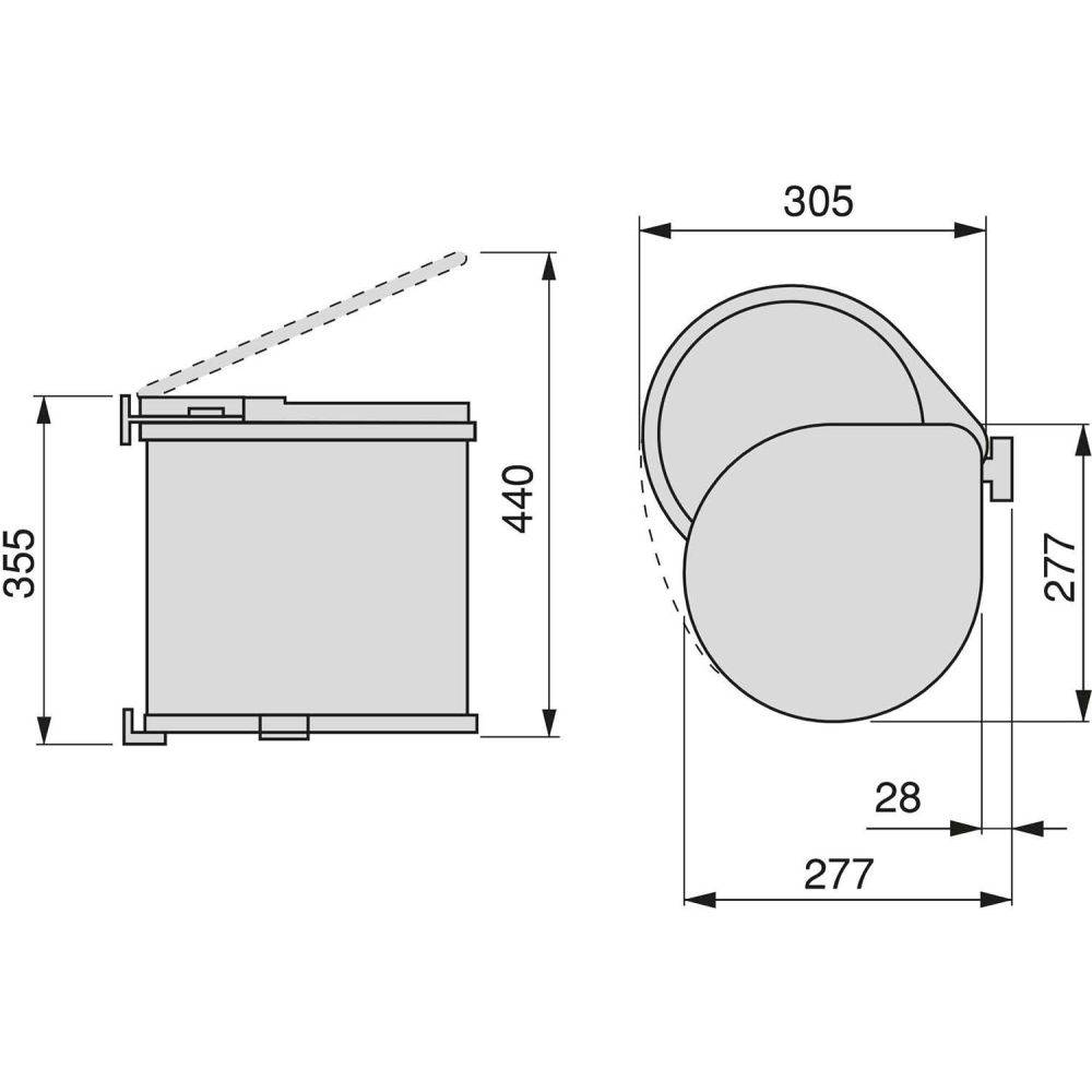 Emuca - Poubelle de recyclage à fixation sur porte 13 litres Emuca - Image 3