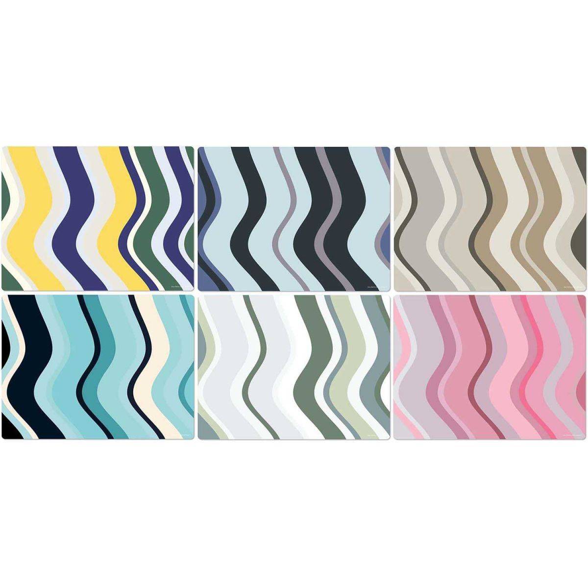 Set de table en vinyle 40 x 30 cm Wave II Lot de 6 sets de table motifs assortis - Image 1