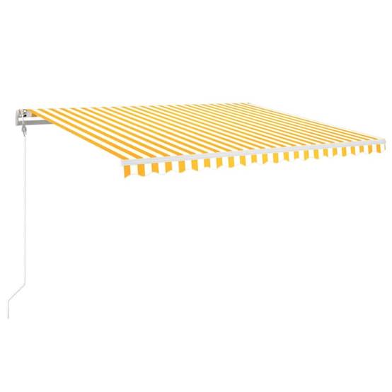 Store banne motorisé aluminium pour terrasse capteur vent LED 400x350 Jaune et blanc - ComfortXL Outdoor Living - Image 2