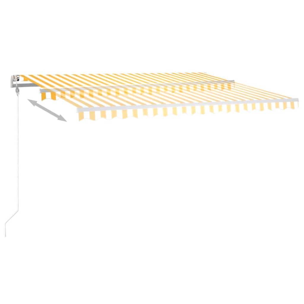 Store banne motorisé aluminium pour terrasse capteur vent LED 400x350 Jaune et blanc - ComfortXL Outdoor Living - Image 9