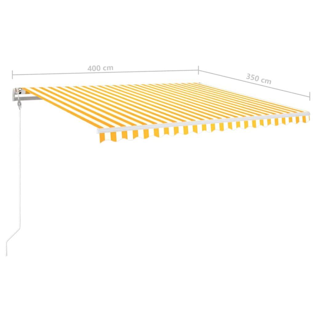 Store banne motorisé aluminium pour terrasse capteur vent LED 400x350 Jaune et blanc - ComfortXL Outdoor Living - Image 8