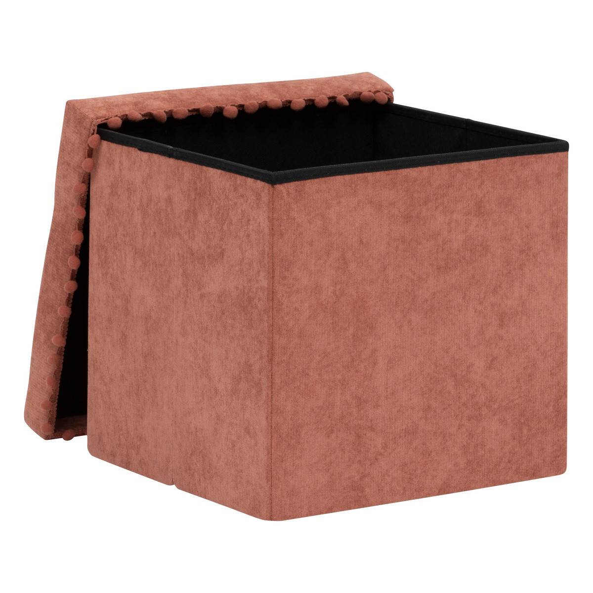 2 en 1 Pouf pliant et coffre de rangement Terracotta 40 x 39 cm - Image 2