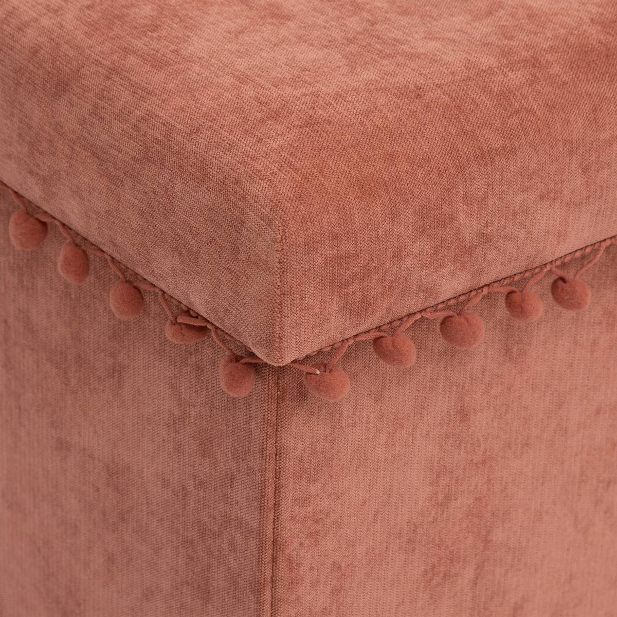 2 en 1 Pouf pliant et coffre de rangement Terracotta 40 x 39 cm - Image 5
