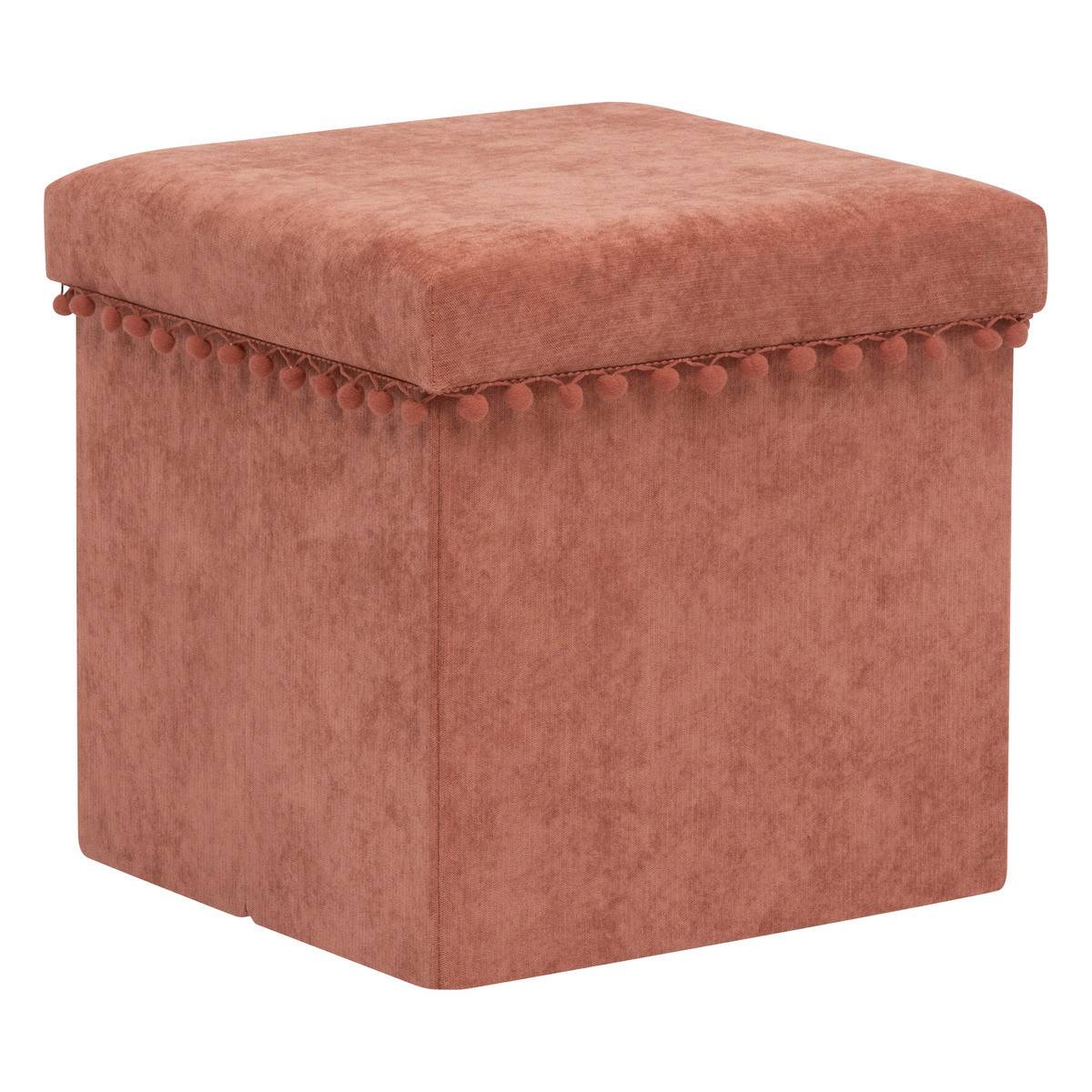 2 en 1 Pouf pliant et coffre de rangement Terracotta 40 x 39 cm - Image 1