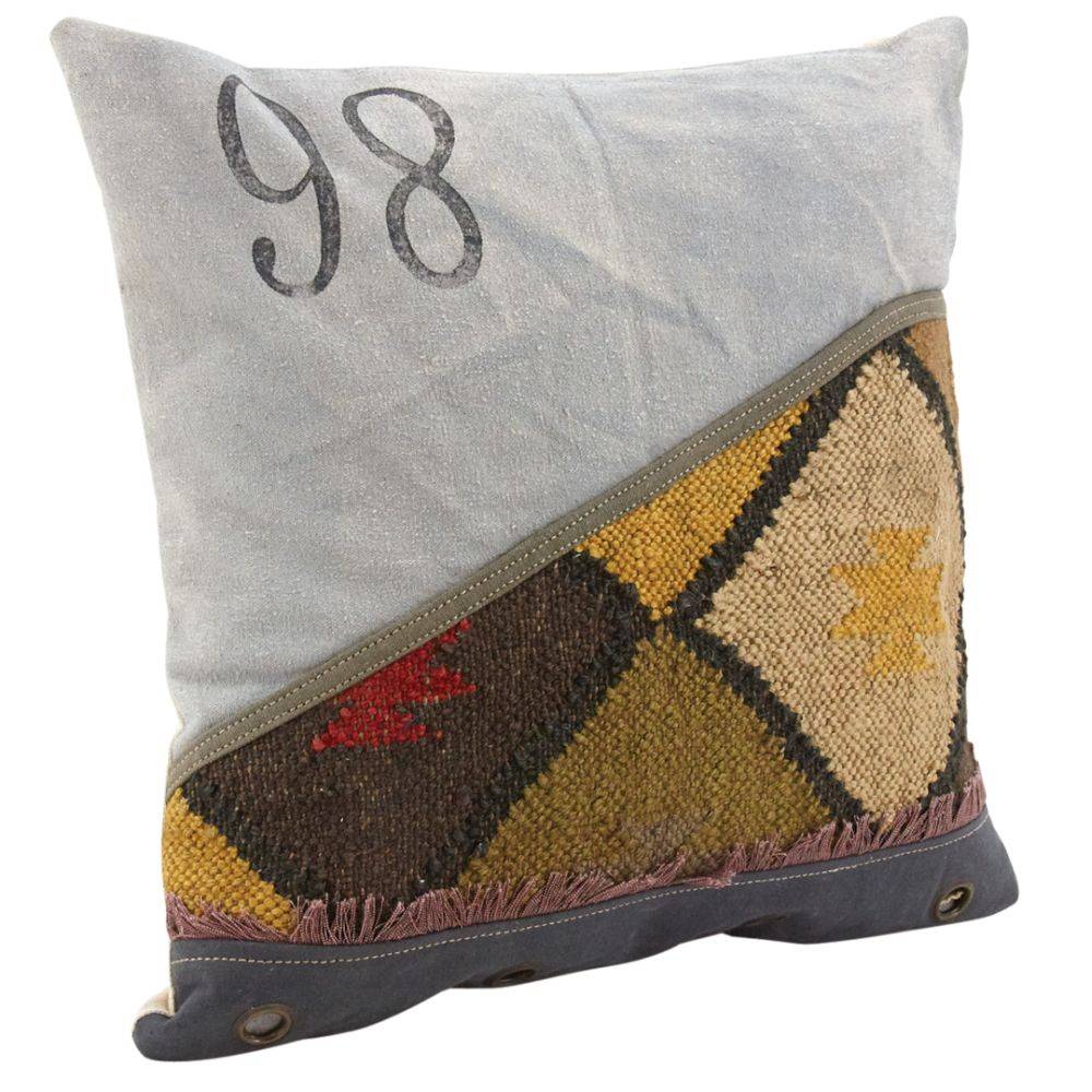 Aubry Gaspard - Coussin en coton kilim et en cuir (Lot de 3) - Image 4