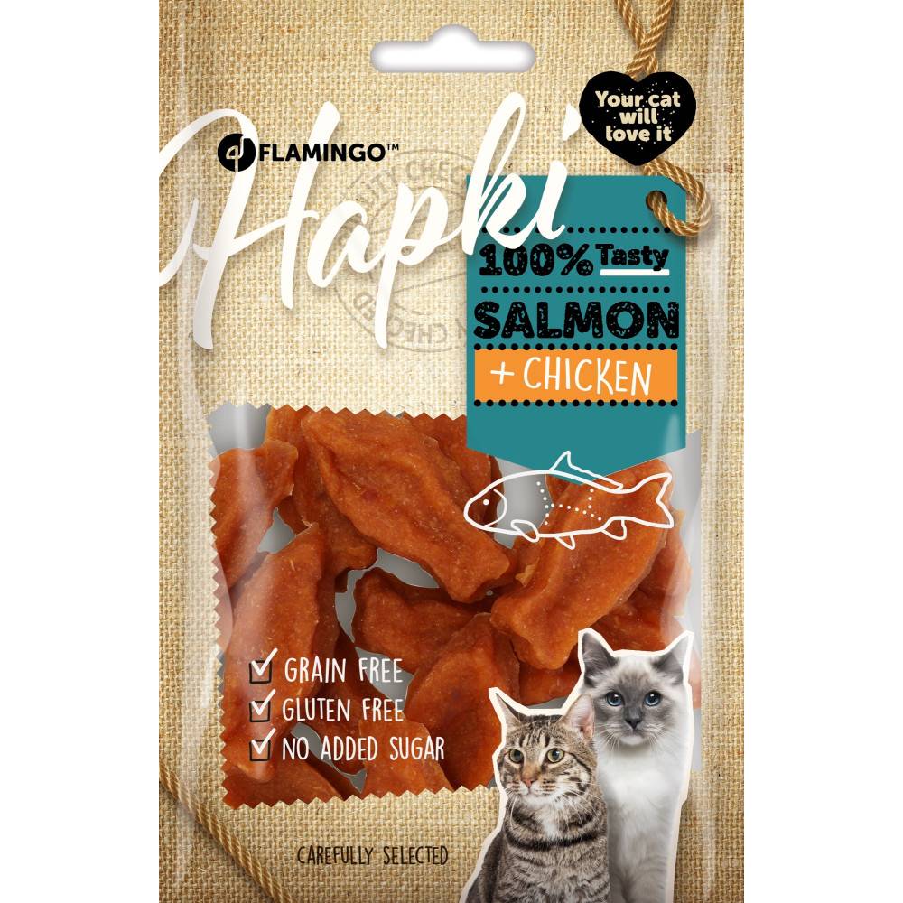 Friandises Hapki Poisson avec saumon et avec poulet 50 g pour chat - Image 1