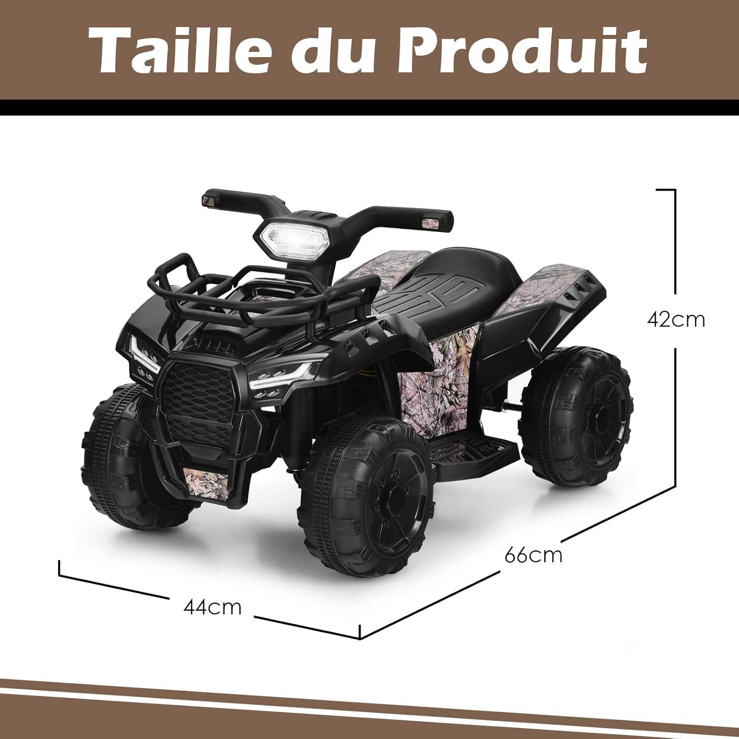 Quad Électrique Enfants avec 4 Roues Antidérapantes,Charge 20 KG 18-36Mois Noir - Image 4