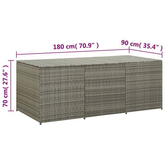 Coffre de rangement - Boîte de rangement extérieure - Coffre de jardin résine tressée 180x90x70 cm gris - Image 8
