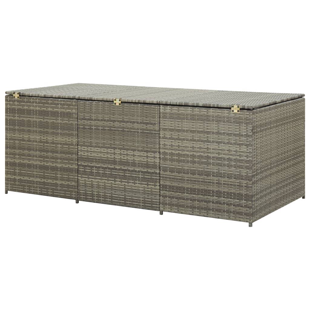 Coffre de rangement - Boîte de rangement extérieure - Coffre de jardin résine tressée 180x90x70 cm gris - Image 5