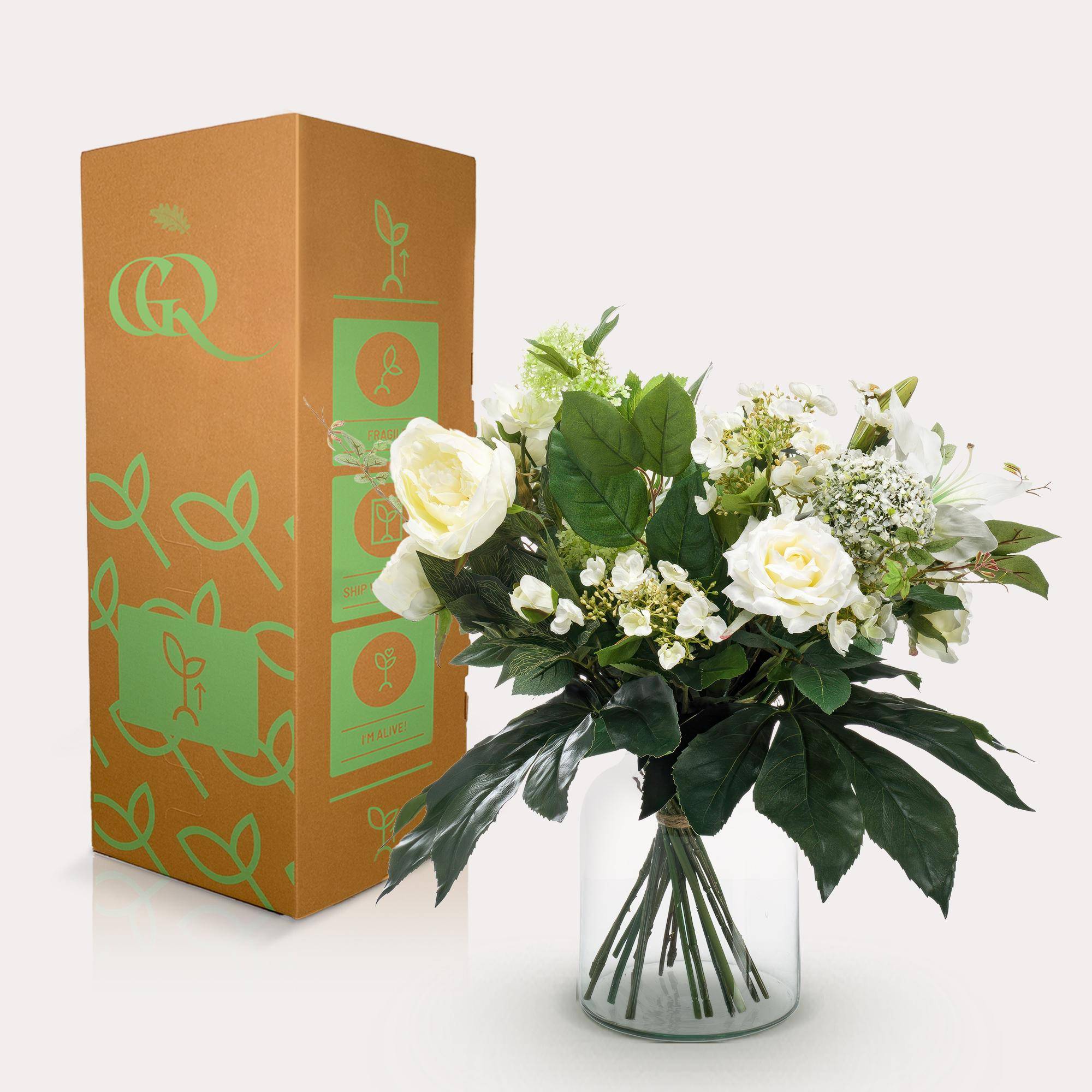 ComfortXL - Bouquet Fleurs Artificielles Réaliste Décoration Maison Sans Entretien Blanc 60 cm - ComfortXL Green Living - Image 6
