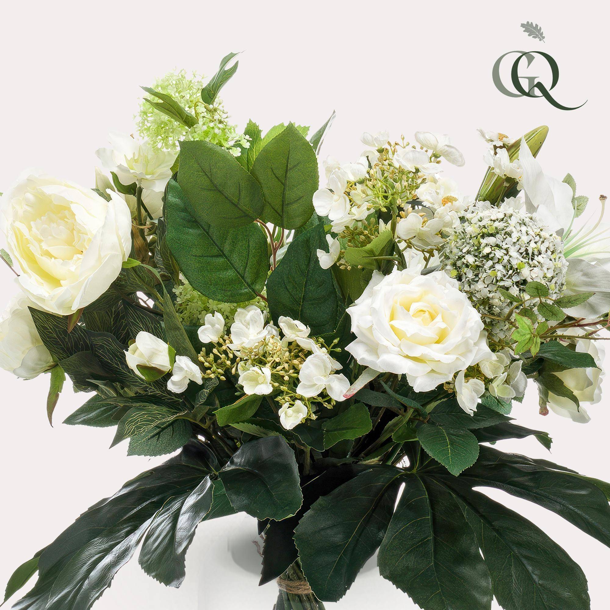 ComfortXL - Bouquet Fleurs Artificielles Réaliste Décoration Maison Sans Entretien Blanc 60 cm - ComfortXL Green Living - Image 3