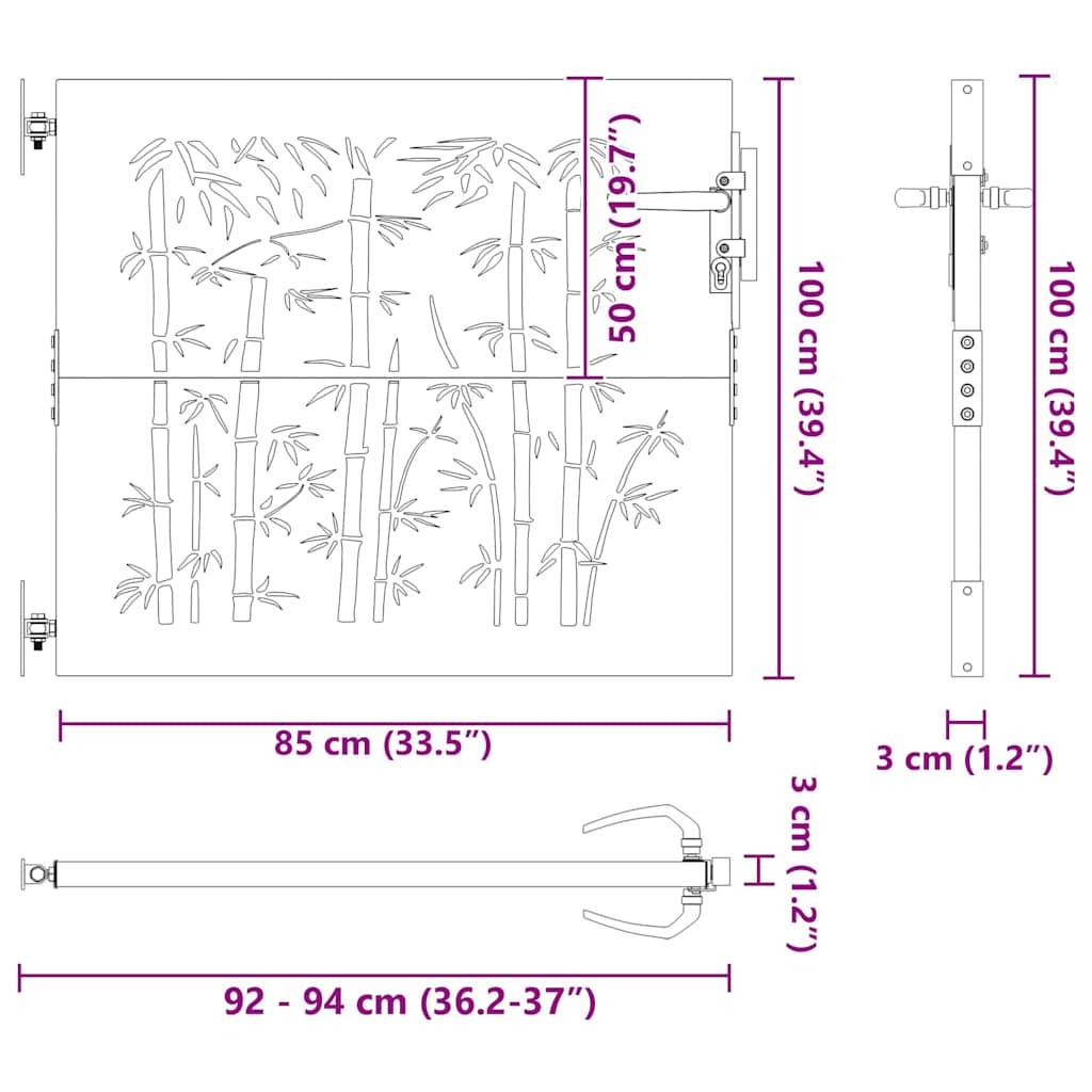 Porte de Jardin | Portillon Noir 85 x 175 cm Acier peint par poudre Maison Chic - Image 8