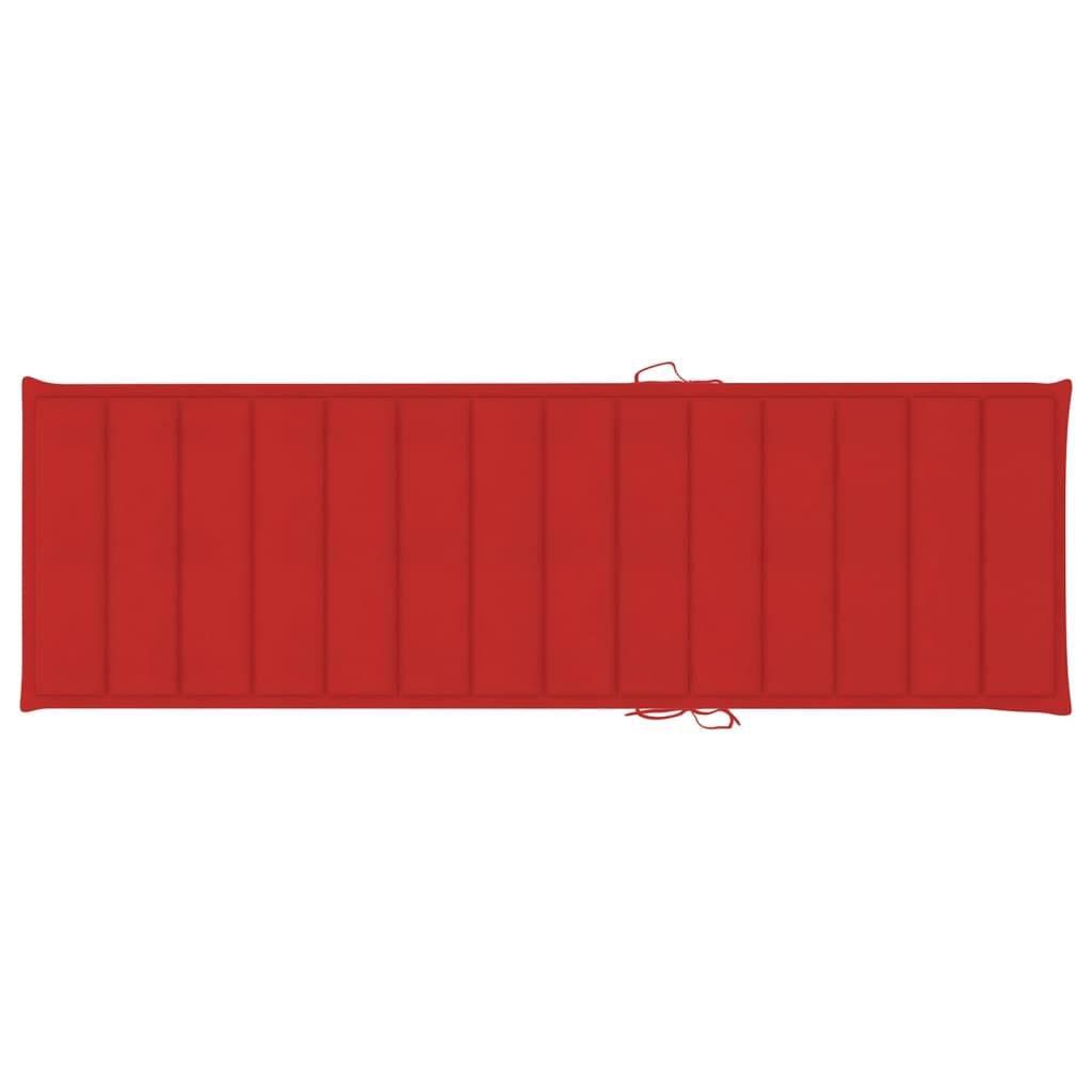 Bain de Soleil Terrasse Bois Acacia Gris Massif Tablette Latérale Coussin Rouge – ComfortXL Outdoor Living - Image 3